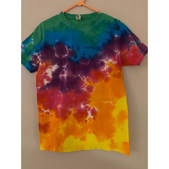 Handmade Tops - Bright and Colorful Rainbow Crunch Tie Dye T-Shirt Size Medium M